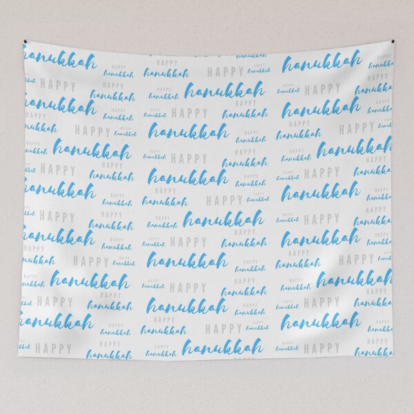 Item preview, Happy Hanukkah | Blue with Silver Repeat designed and sold by WordsToArt.