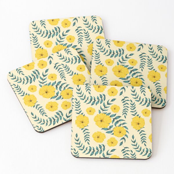Item preview, Yellow Hibiscus Pattern - Floral Motif Watercolor Vintage Boho Rustic Greenery Foliage designed and sold by Millusti.