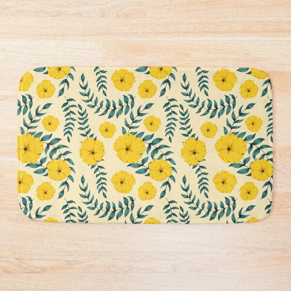Item preview, Yellow Hibiscus Pattern - Floral Motif Watercolor Vintage Boho Rustic Greenery Foliage designed and sold by Millusti.