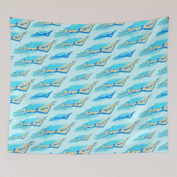 Item preview, Swimming Summer Seamless Pattern designed and sold by FlossieShop96.