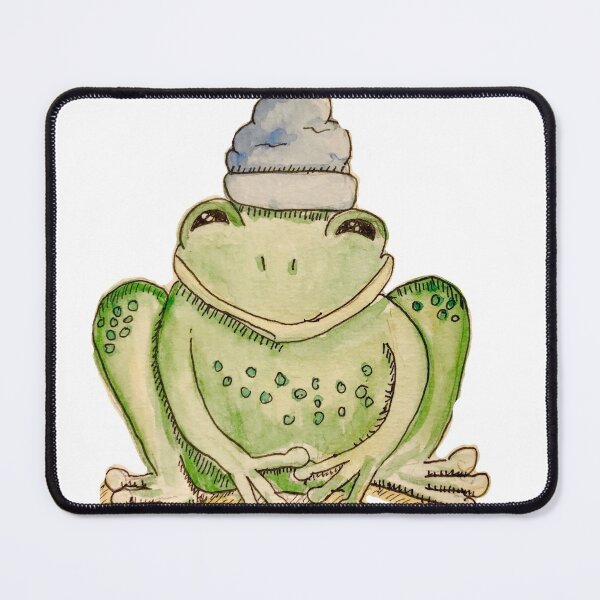 Item preview, happy frog watercolor with beanie  designed and sold by micahguest.