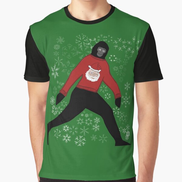 Bigfoot Santa Christmas Sweater Graphic T-Shirt