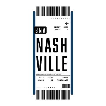 "Nashville Boarding Pass Plane Ticket" Sticker for Sale by ind3finite