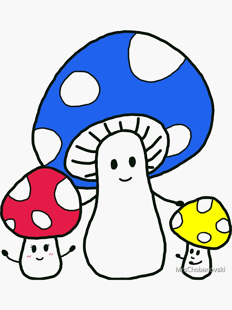 "Kawaii Mushroom Family" Sticker by MrsChobanovski Redbubble