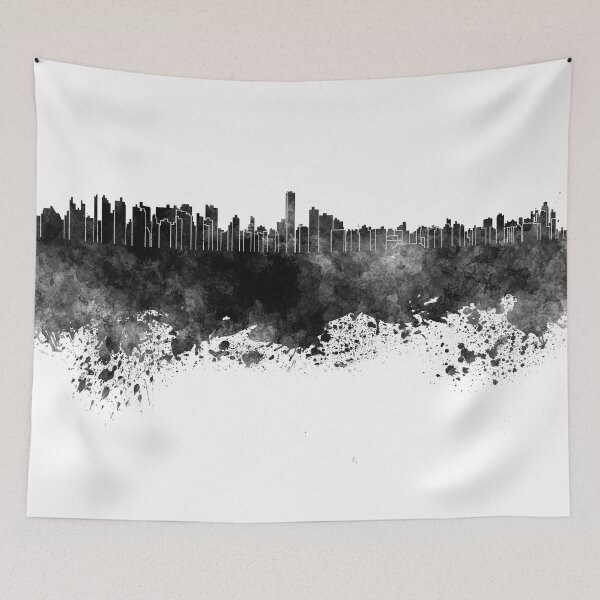 Item preview, Asuncion skyline in black watercolor designed and sold by paulrommer.