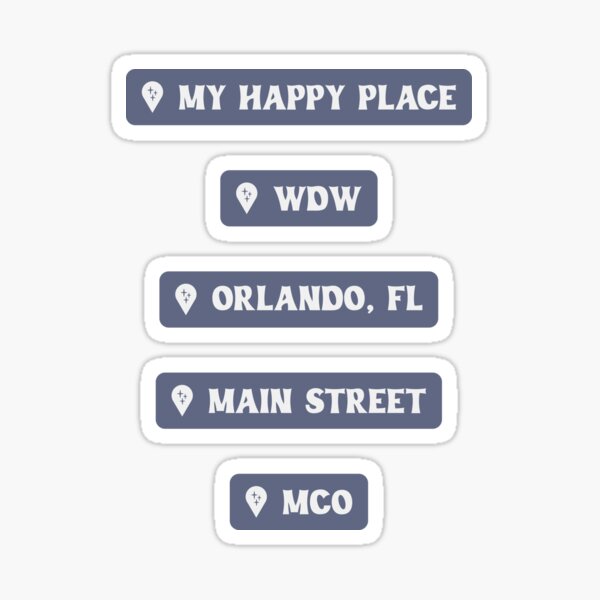 Blue Gray Happy Place Location Tags Sticker