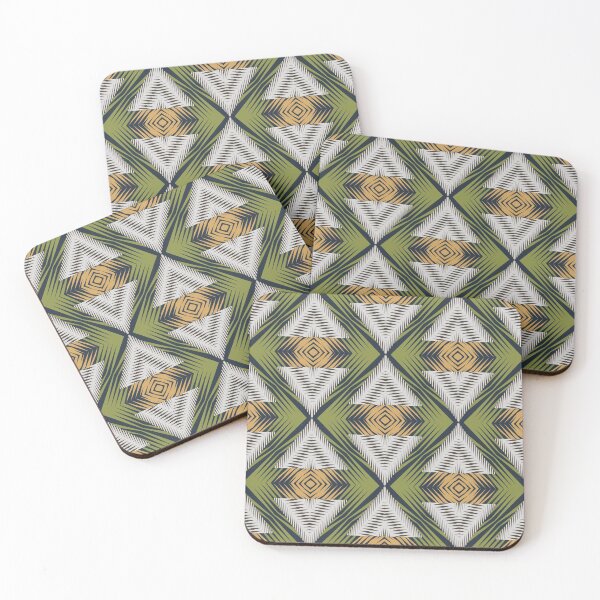 Item preview, White green yellow African tribal textile pattern art designed and sold by DADA635.