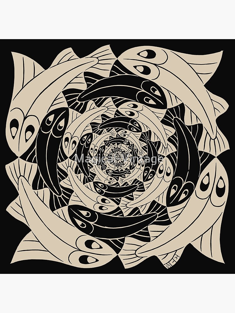 Disover M.C. Escher - Fish, vignette, 1956 (White) Premium Matte Vertical Poster