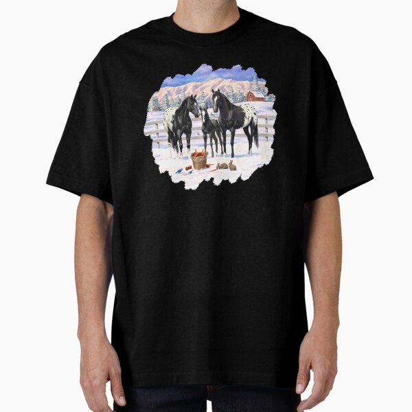 Item preview, Black Appaloosa Horses In Snow designed and sold by csforest.