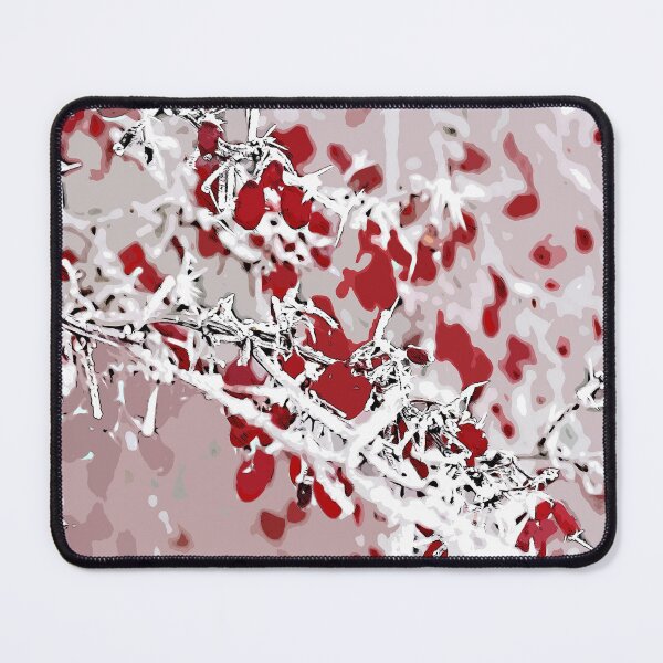 Item preview, Winter Landscape red berries in the snow Сolor print designed and sold by artdragongift 15.