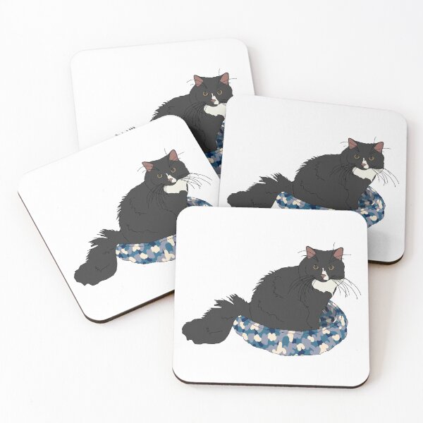 Item preview, Cat in Blue Bed (Black and White) designed and sold by nklange240.