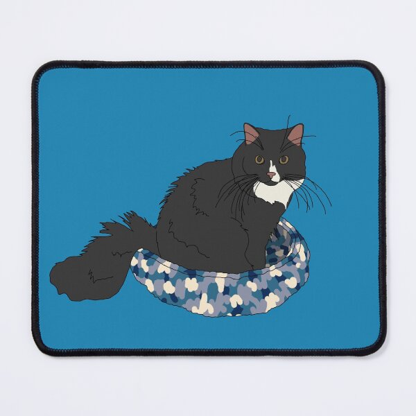Item preview, Cat in Blue Bed (Black and White) designed and sold by nklange240.
