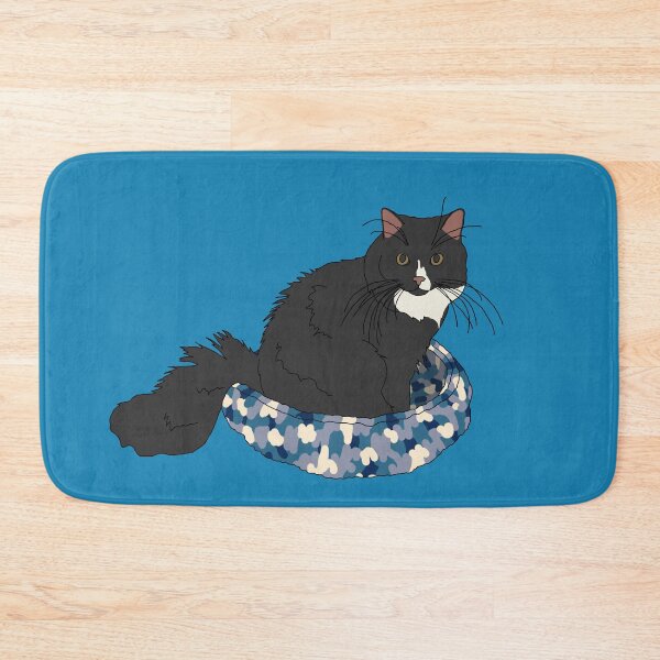 Item preview, Cat in Blue Bed (Black and White) designed and sold by nklange240.
