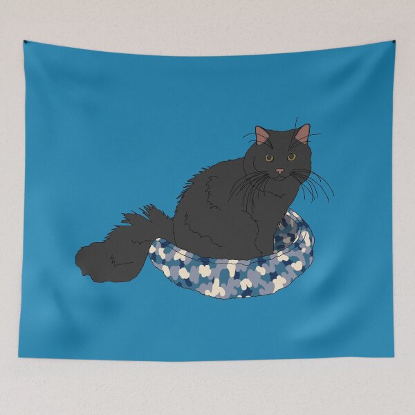 Item preview, Cat in Blue Bed (Black) designed and sold by nklange240.
