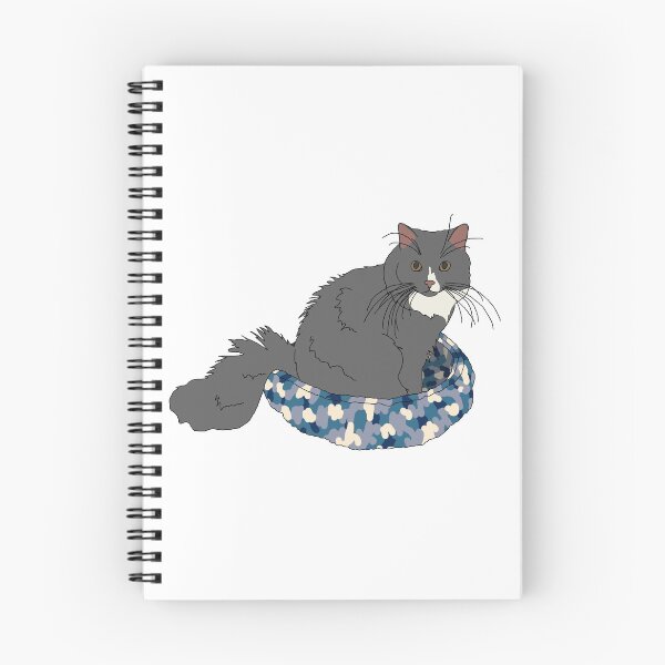 Item preview, Cat in Blue Bed (Grey and White) designed and sold by nklange240.