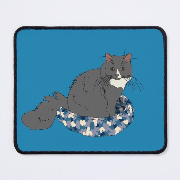 Item preview, Cat in Blue Bed (Grey and White) designed and sold by nklange240.