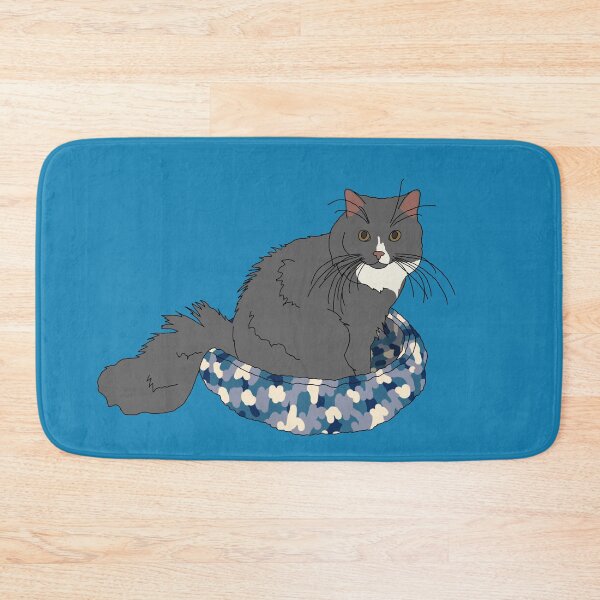 Item preview, Cat in Blue Bed (Grey and White) designed and sold by nklange240.