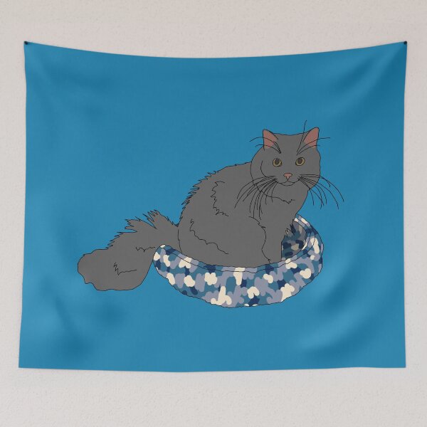 Item preview, Cat in Blue Bed (Grey) designed and sold by nklange240.
