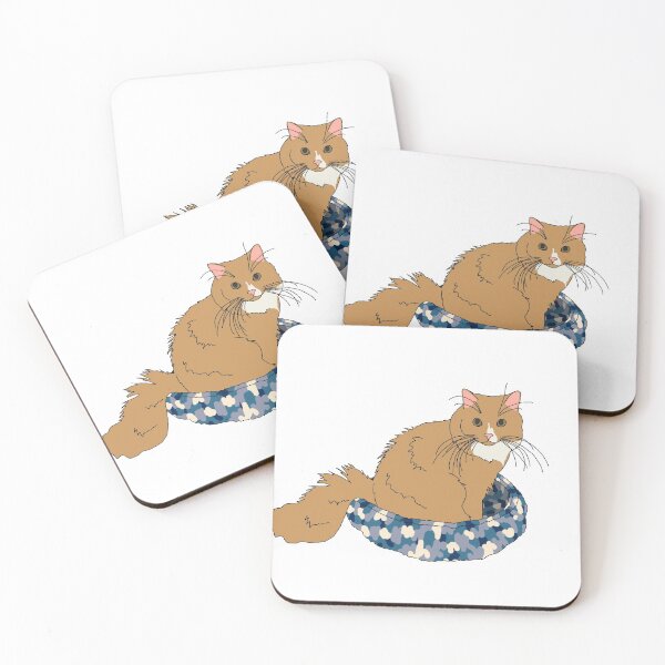 Item preview, Cat in Blue Bed (Orange and White) designed and sold by nklange240.