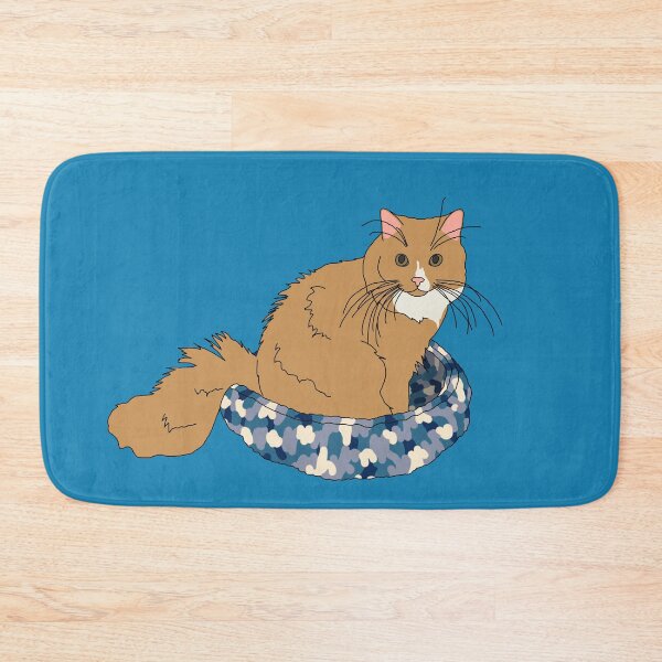 Item preview, Cat in Blue Bed (Orange and White) designed and sold by nklange240.