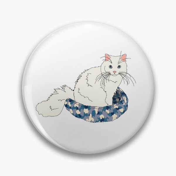 Item preview, Cat in Blue Bed (White with Blue Eyes) designed and sold by nklange240.