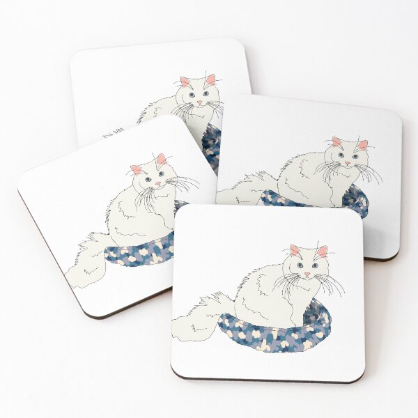 Item preview, Cat in Blue Bed (White with Blue Eyes) designed and sold by nklange240.