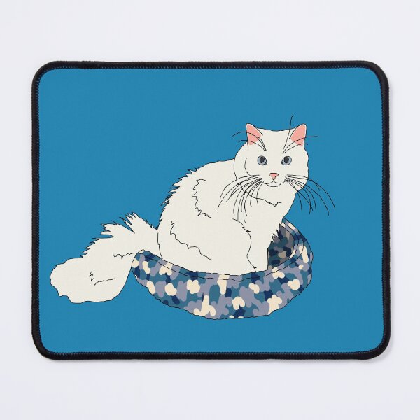 Item preview, Cat in Blue Bed (White with Blue Eyes) designed and sold by nklange240.