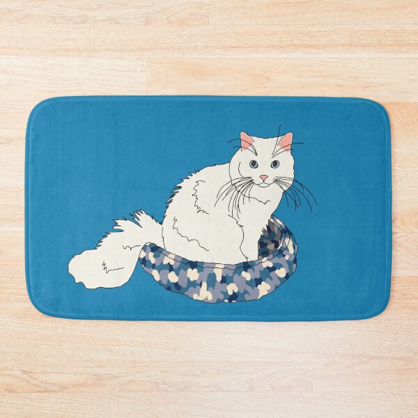 Item preview, Cat in Blue Bed (White with Blue Eyes) designed and sold by nklange240.