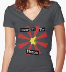 Power To The Meeple | Boardgames Women's Fitted V-Neck T-Shirt