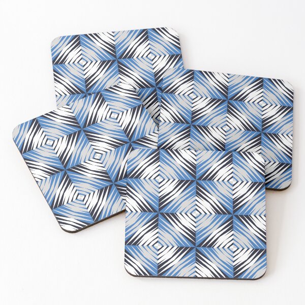 Item preview, White and blue African tribal textile pattern art designed and sold by DADA635.