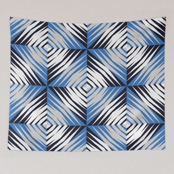 Item preview, White and blue African tribal textile pattern art designed and sold by DADA635.