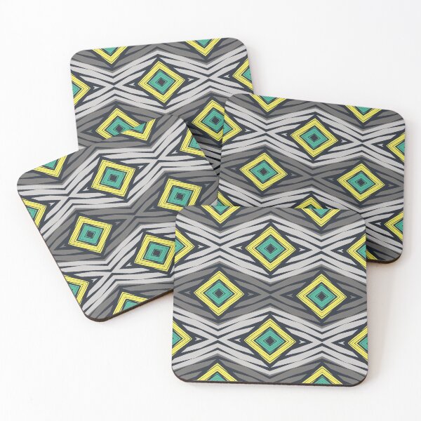 Item preview, Grey green yellow African tribal textile pattern art designed and sold by DADA635.