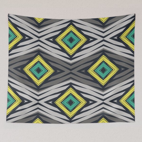 Item preview, Grey green yellow African tribal textile pattern art designed and sold by DADA635.