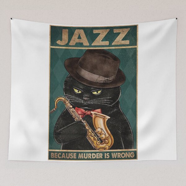 Item preview, Black Cat Jazz Because Murder Is Wrong Poster designed and sold by geralhops.