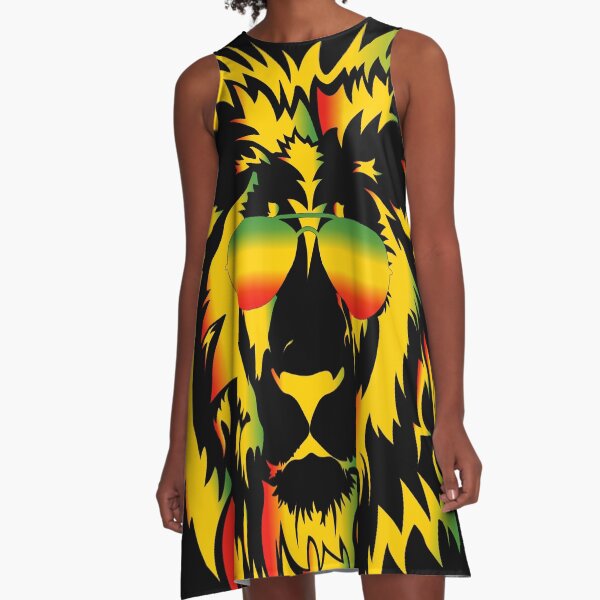 Cool Rasta Lion A-Line Dress