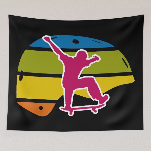 Item preview, Colorful Retro Skateboard Helmet with a kickflip designed and sold by BRU Design.