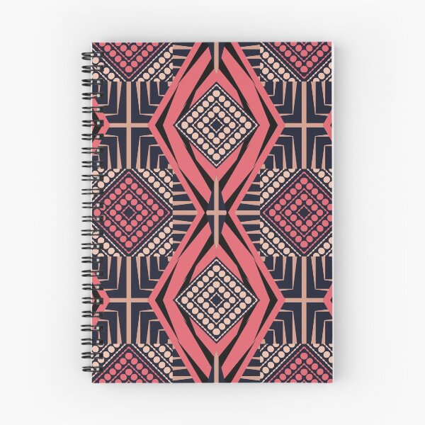 Item preview, Coral and black African tribal textile pattern art designed and sold by DADA635.