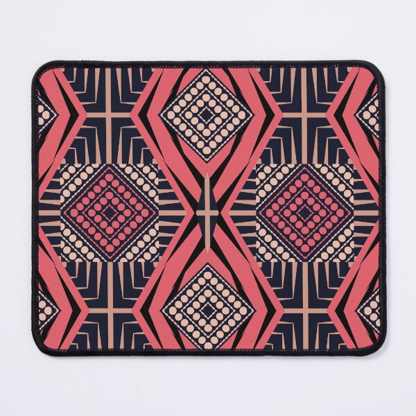 Item preview, Coral and black African tribal textile pattern art designed and sold by DADA635.