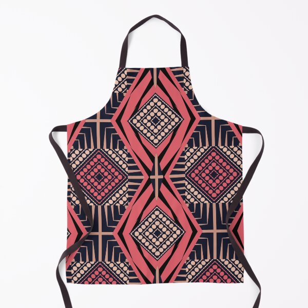 Item preview, Coral and black African tribal textile pattern art designed and sold by DADA635.
