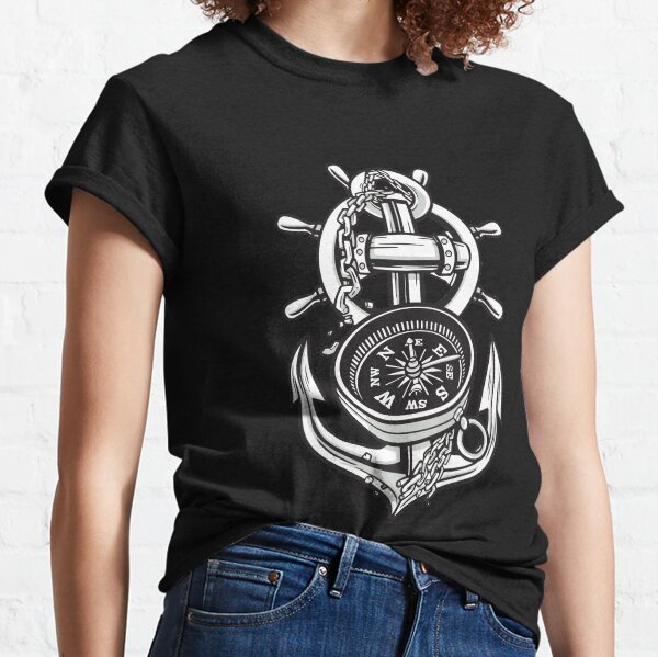 Anchor cool compass boat marine sea motif Classic T-Shirt