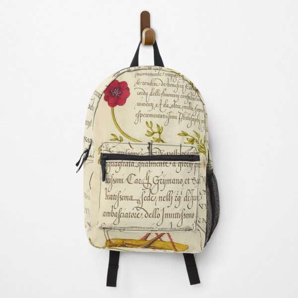 Item preview, Naturalist Manuscript: Insects and Flower Calligraphy Illumination - Pheasant s-Eye, Cricket or Grasshopper, and Wireworm by Joris Hoefnagel designed and sold by Naturalist Prints.
