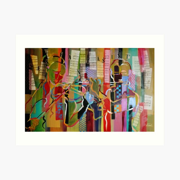 Expresstionist Violin and Flute Players 844 Art Print