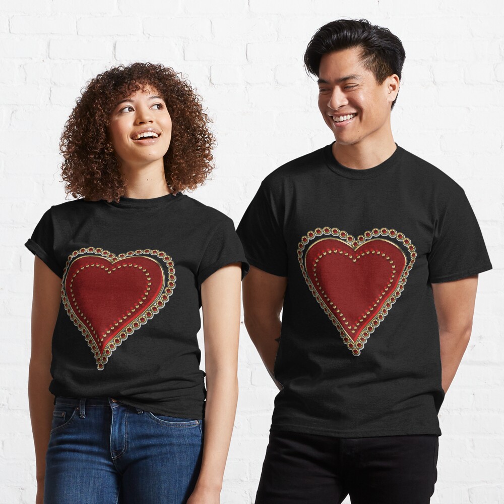 Garnet Red Rhinestone Heart Classic T-Shirt