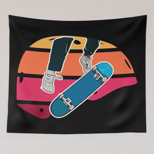 Item preview, Colorful Retro Skateboard Helmet with a kickflip designed and sold by BRU Design.