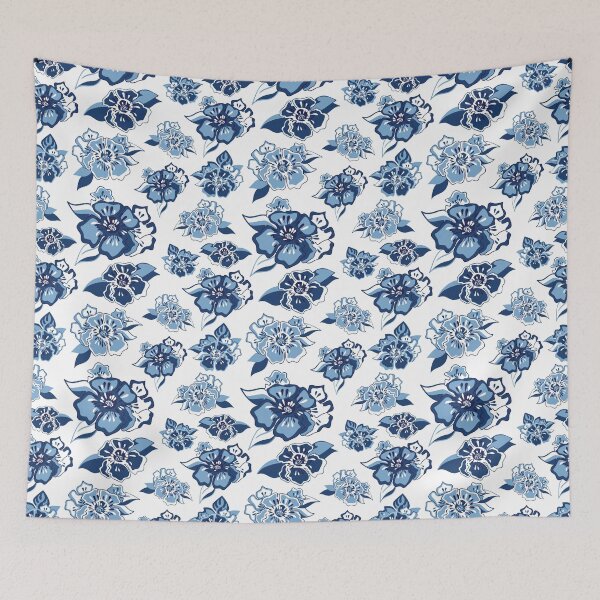 Item preview, Chinoiserie style pattern with geranium flowers designed and sold by FlamesandFrost.