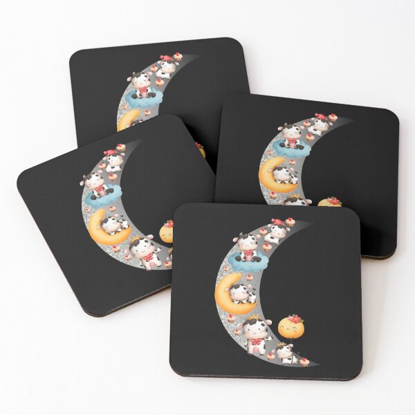Item preview, Baby Cows Calves Asleep On Quarter Moon After Party With Mom Watching designed and sold by Hanlar.