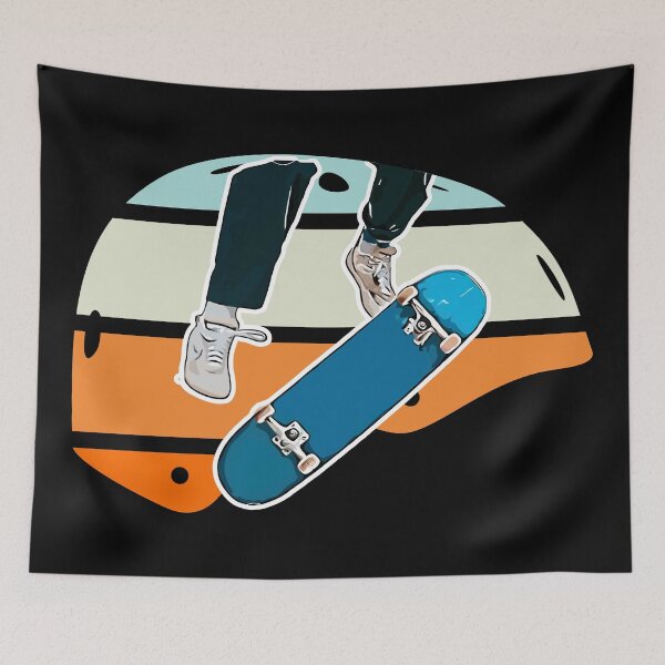 Item preview, Colorful Retro Skateboard Helmet with a kickflip designed and sold by BRU Design.