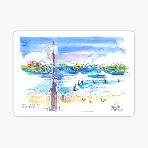 Waiting for the Ferry at Manly, Sydney Sticker