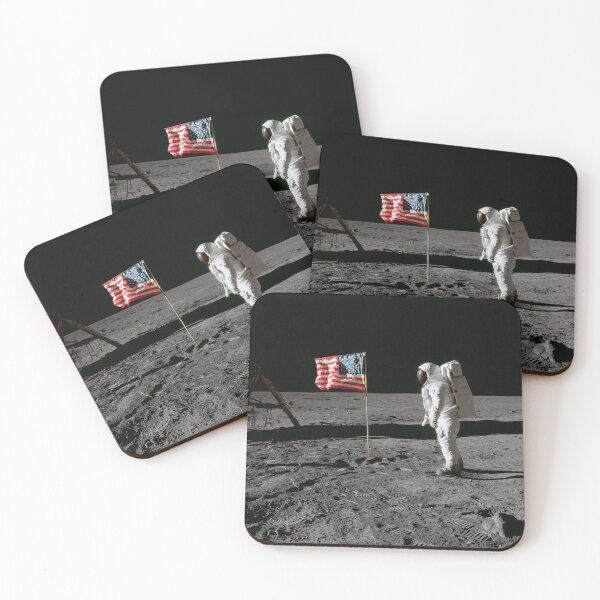 Item preview, Buzz Aldrin y la bandera estadounidense en la luna Apolo 11 designed and sold by w1ckerman.