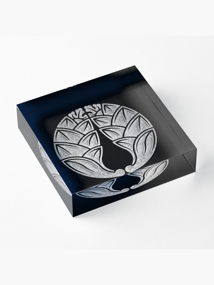 Daki Myoga Kamon in Silver Foil | Acrylic Block